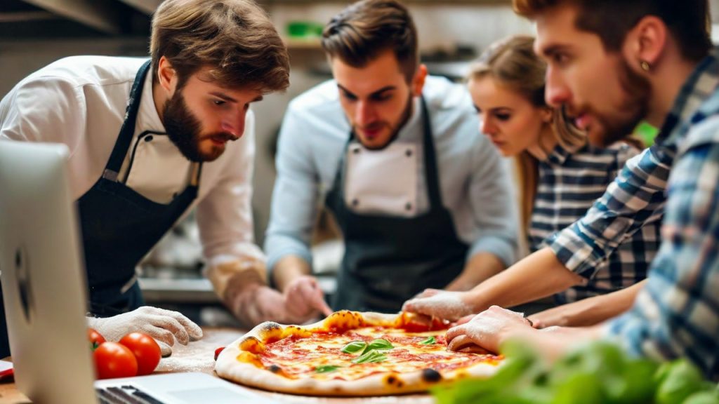 People eating pizza